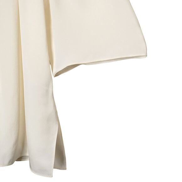 Theory Silk Off The Shoulder Smocked 3/4 Sleeve White Ivory Blouse Size M - Picture 4 of 13